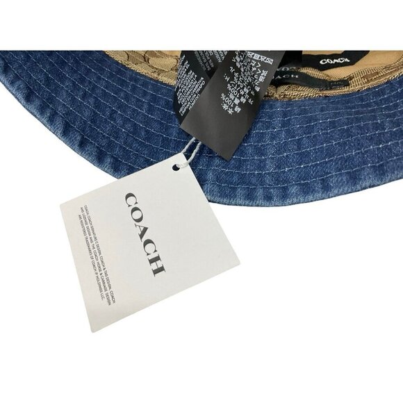 NWT Coach Womens M/L 100% Cotton New York Denim Blue Bucket Hat MSRP $128 main image 6
